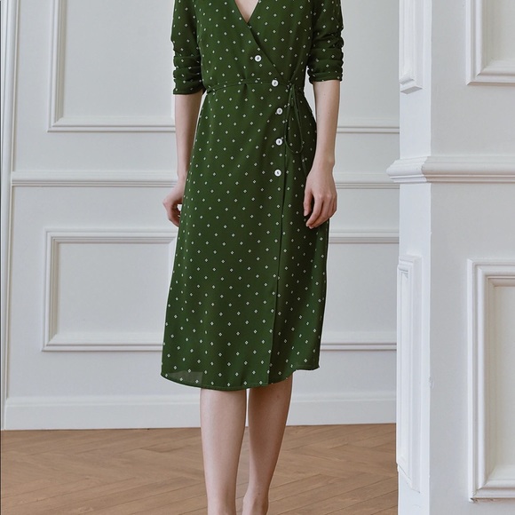 Simple Retro Jade Chiffon Tea Dress - Picture 4 of 5